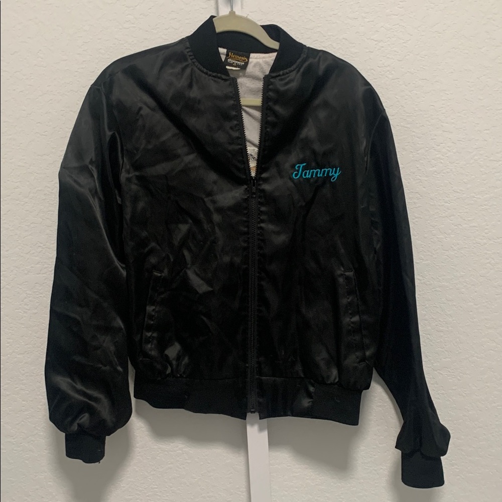 Vintage Nemesis Eagle Embroidery Black Bomber Jacket - Picture 3 of 8